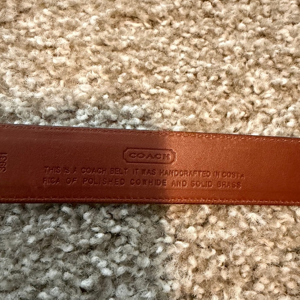 Vintage Coach belt brown cowhide leather brass buckle 38" classic minimalist - Picture 3 of 4